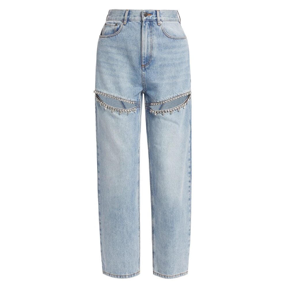 LIKE NEW Area Crystal-Embellished Slit Jeans, size 25